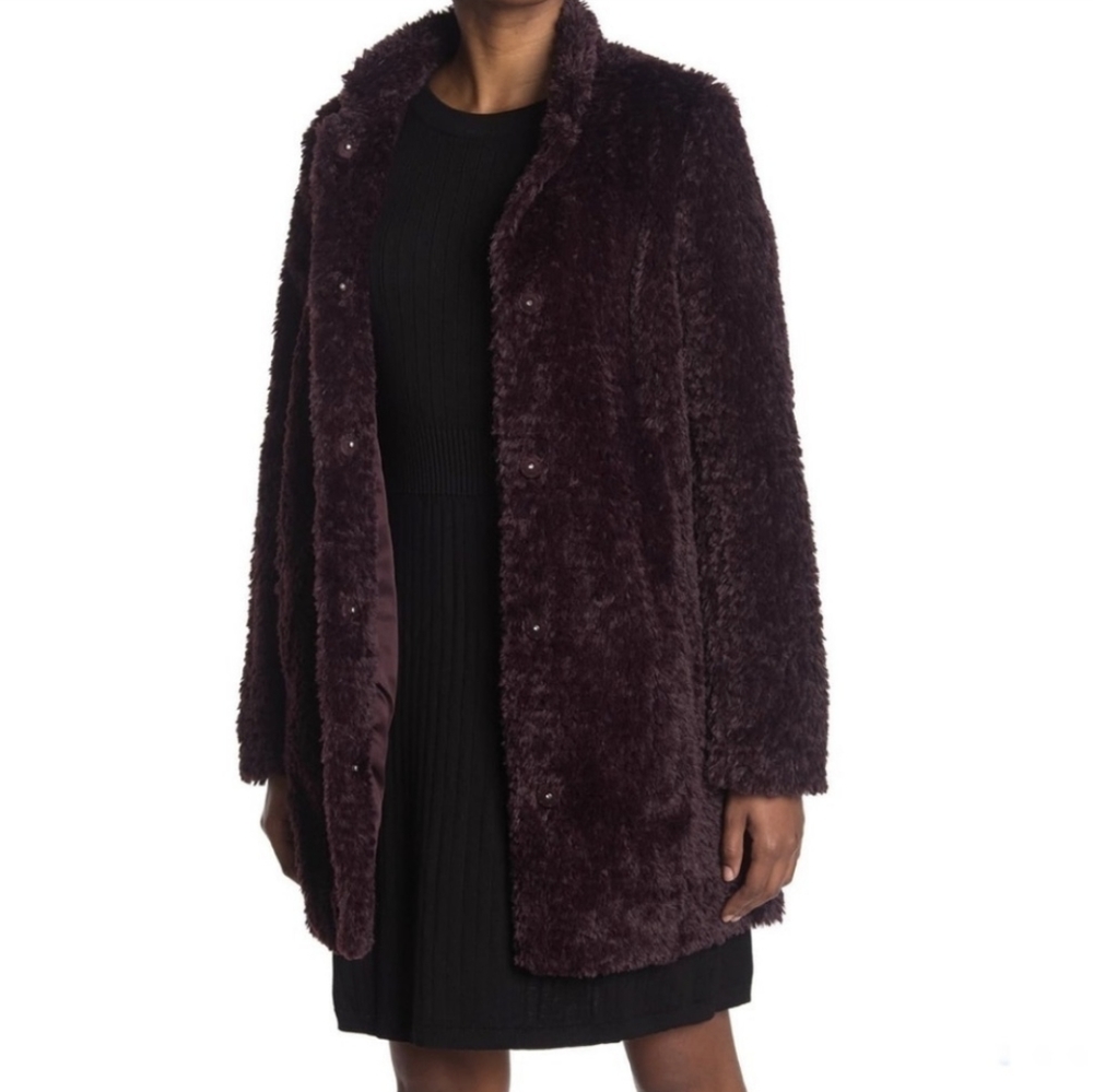 Kenneth Cole textured faux fur coat size small